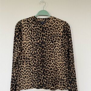 Brooks Brothers Tan and Black Leopard Print Top
